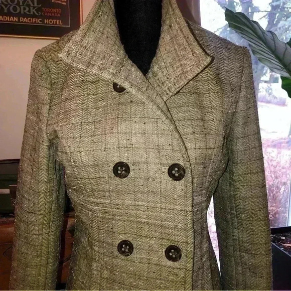 Lole  faux tweed fleece lined double breasted jacket - Picture 6 of 10